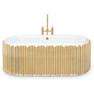 Maison Valentina Symphony Oval   Bathtub Brass and White Enamel