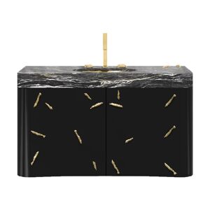 Maison Valentina Baraka Single   Freestanding Marble, Brass and Black Laquer