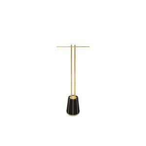Maison Valentina Black Darian Towel Rack  Accessories Brass. Wood and Black Leather