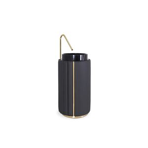 Maison Valentina Black Darian  Pedestal Sink Marble, Brass and Leather