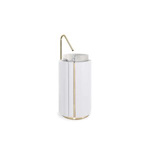 Maison Valentina White Darian  Pedestal Sink Marble, Brass and Leather