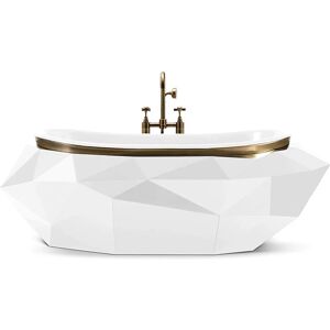 Maison Valentina White Diamond  Bathtub Fiberglass, White Laquer and Gold