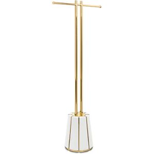 Maison Valentina White Darian Towel Rack  Accessories Brass, Wood and White Leather