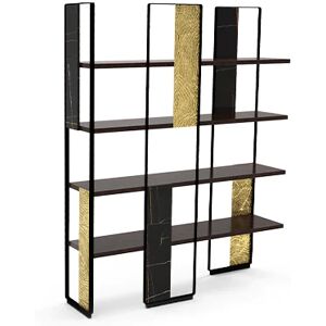 Brabbu Garrett Bookcase Wood, Brass and Marble