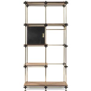 Brabbu Blake Bookcase Walnut Wood, Brass and Marble