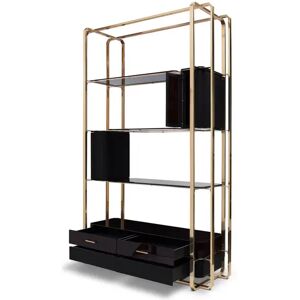 Luxxu Waltz Bookcase Brass, Wood, Glass and Leather