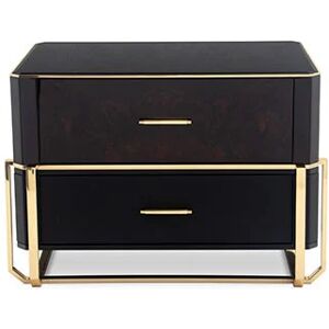 Maison Valentina Waltz  Bedside Table Brass, Wood, Glass and Leather