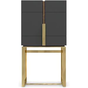 Luxxu Llyod Bar Cabinet Brass, Wood and Marble