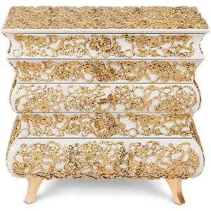 Maison Valentina Crochet  Bedside Table Wood, Gold Leaf and Brass