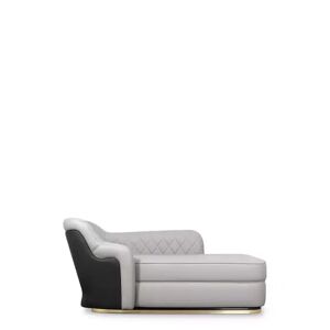 Luxxu Charla Chaise Lounge Wood, Brass and Leather