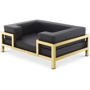 Philipp Plein High Conic Large Gold Dogbed Brushed brass finish   Black leather look