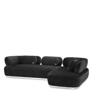Philipp Plein Signature Lounge Sofa Black quilted velvet   Polished nickel base