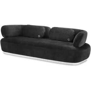 Philipp Plein Signature Sofa Black quilted velvet   Polished nickel base