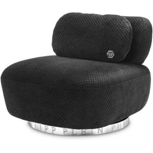 Philipp Plein Signature Armchair Black quilted velvet   Polished nickel base