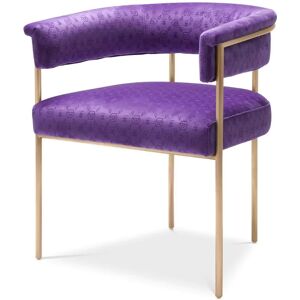 Philipp Plein Monogram Dining Chair Purple monogram velvet   Brushed brass frame