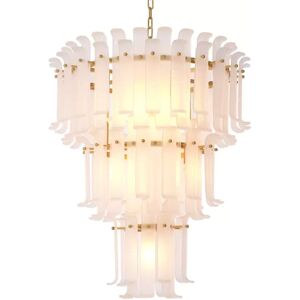 Philipp Plein Rodeo Drive L Chandelier Frosted logo glass   Brushed brass frame