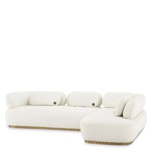 Philipp Plein Signature Lounge Sofa Off-white quilted velvet   Brushed brass base