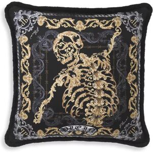 Philipp Plein Silk Skeleton Cushion Cushion 100% silk with fringe finishing   Removable cover