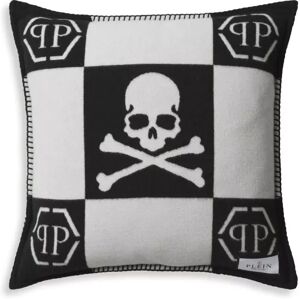 Philipp Plein Cashmere Skull Cushion Cushion woven 89% wool, 10% cashmere, 1% silk   Removable cover