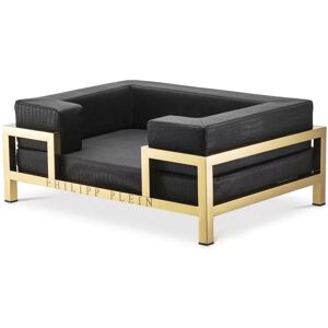 Philipp Plein High Conic Limited Large Gold Dogbed Brushed brass finish   Black leather croco look