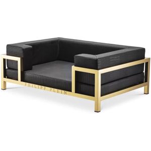 Philipp Plein High Conic Limited XL Gold Dogbed Brushed brass finish   Black leather croco look