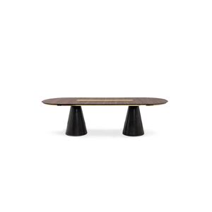 Brabbu Bertoia Big Dining Table Black Marble and Light Wood