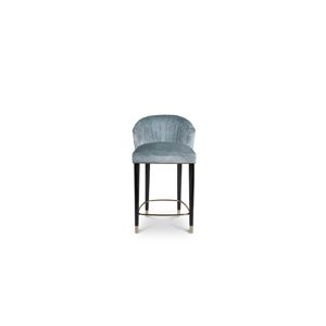 Brabbu Nuka Counter Bar Stool Grey Velvet