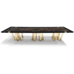 Luxxu Apotheosis XL Dining Table  Brass Wood and Marble