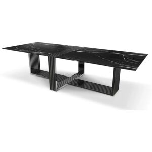 Luxxu Vertigo Black XL Dining Table  Stainless Steel and Marble