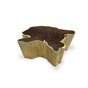 Brabbu Sequoia Coffee Table Wood and Brass