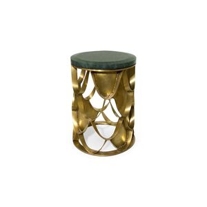 Brabbu Koi Side Table Brass and Green Marble