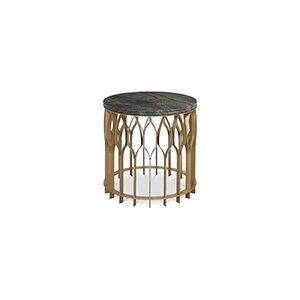 Brabbu Mecca II Side Table  Forest Green Marble and Brass