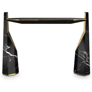 Luxxu Myllo Console Table  Brass, Glass, Wood and Marble