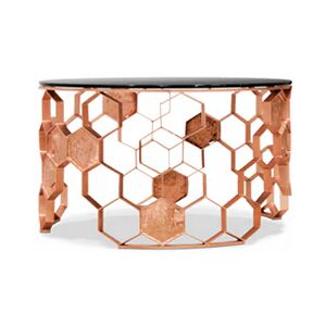 Brabbu Manuka Coffee Table Glass and Rose Gold Brass