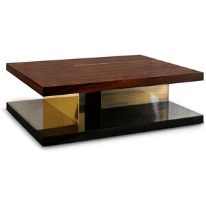 Brabbu Lallan Rectangle Coffee Table Brass, Black Laquer and White Wood