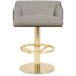 Luxxu Saboteur Swivel  Bar Stool Brass, Leather and Velvet