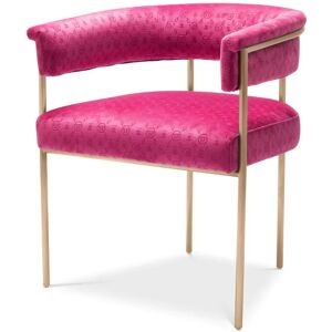 Philipp Plein Monogram Dining Chair Fuchsia monogram velvet   Brushed brass frame