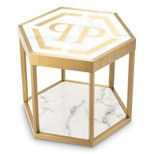 Philipp Plein Billionaire  Side Table  White finishing marble   Brushed brass