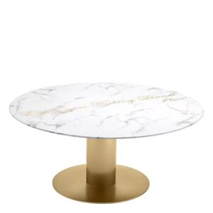 Philipp Plein Enjoy Dining Table White finishing marble    Brushed brass base