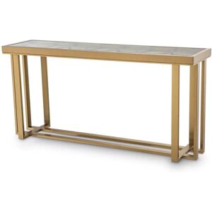 Philipp Plein Skeleton Console Table Brushed brass finish   Clear glass   Mirror glass