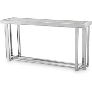 Philipp Plein Skeleton Console Table Polished nickel finish   Clear glass   Mirror glass