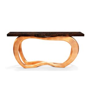 Boca do lobo Infinity Console Table Ebony and Copper Leaf