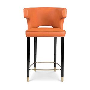 Brabbu Kansas Counter Bar Stool Orange Synthetic Leather