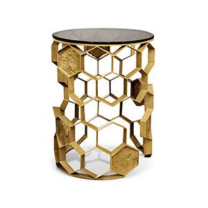 Brabbu Manuka Side Table Brass and Glass