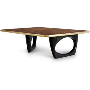 Brabbu Sherwood Coffee Table Black Lacquer, Walnut Wood and Gold Leaf