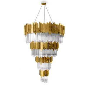 Luxxu Empire Suspension Chandelier Brass and Crystal