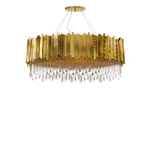 Luxxu Empire Oval Suspension Chandelier Brass and Crystal