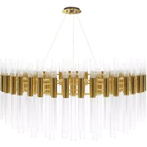 Luxxu Waterfall Round Suspension  Chandelier Brass and Crystal