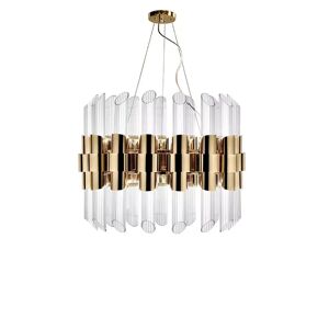 Luxxu Tycho Round Suspension Chandelier Brass and Crystal