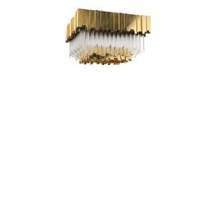 Luxxu Empire Square Flush Mount Light Brass and Crystal